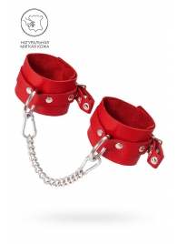 Красные мягкие кожаные оковы с люверсами - Pecado - купить с доставкой в Северске