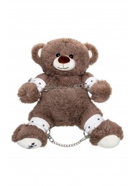 Бондажный набор: бурый мишка с белыми оковами и наручниками - Pecado - купить с доставкой в Северске