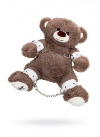 Бондажный набор: бурый мишка с белыми оковами и наручниками - Pecado - купить с доставкой в Северске