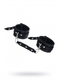 Черные двухслойные кожаные оковы с белой строчкой - Pecado - купить с доставкой в Северске