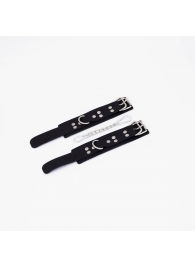 Черные кожаные наручники с регулируемыми ремешками - Crazy Handmade - купить с доставкой в Северске