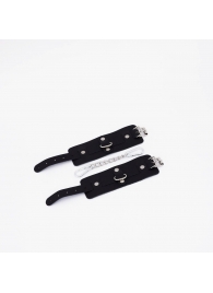 Черные кожаные наручники с хромированной фурнитурой - Crazy Handmade - купить с доставкой в Северске