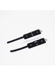 Черные кожаные оковы с хромированной фурнитурой - Crazy Handmade - купить с доставкой в Северске