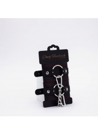 Черно-красные кожаные наручники - Crazy Handmade - купить с доставкой в Северске