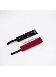 Черно-красные кожаные наручники - Crazy Handmade - купить с доставкой в Северске