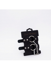 Черные кожаные оковы с кольцом - Crazy Handmade - купить с доставкой в Северске