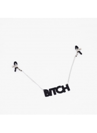 Зажимы на соски с кожаной подвеской Bitch - Crazy Handmade - купить с доставкой в Северске