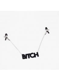 Зажимы на соски с кожаной подвеской Bitch - Crazy Handmade - купить с доставкой в Северске