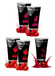 Набор из 5 съедобных лубрикантов JUJU (клубника х 2, малина х 2, вишня) - JuJu - купить с доставкой в Северске