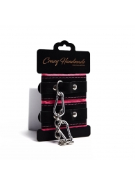 Черно-розовые скругленные наручники с мягкой подкладкой - Crazy Handmade - купить с доставкой в Северске