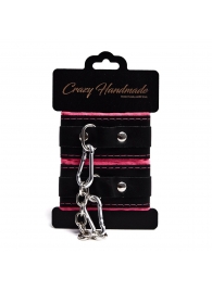 Черно-розовые скругленные наручники с мягкой подкладкой - Crazy Handmade - купить с доставкой в Северске