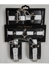 Набор фиксаторов из черной и белой натуральной кожи - Crazy Handmade - купить с доставкой в Северске
