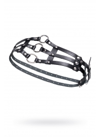 Черный кожаный пояс с кольцами - Pecado - купить с доставкой в Северске