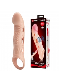 Телесная удлиняющая насадка с рельефом и вибрацией Brad - 21,3 см. - Baile - в Северске купить с доставкой