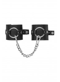 Черные наручники из толстой натуральной кожи с люверсами - Pecado - купить с доставкой в Северске