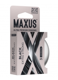 Черные утолщенные презервативы MAXUS Extra Strong с железным кейсом - 3 шт. - Maxus - купить с доставкой в Северске
