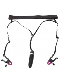 Женские вибростринги с зажимами для половых губ Spreader String with Vibrator - Orion - купить с доставкой в Северске