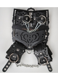 Черный ажурный кожаный набор фиксаций - Crazy Handmade - купить с доставкой в Северске