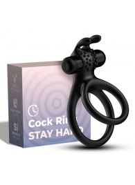 Черное эрекционное виброкольцо с подхватом мошонки Stay Hard - Boys of Toys - в Северске купить с доставкой