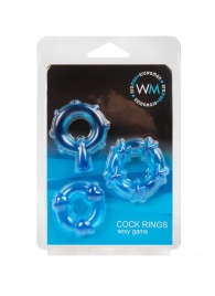 Набор из 3 синих эрекционных колец с различным рельефом - Erowoman-Eroman - в Северске купить с доставкой