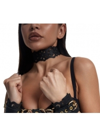 Черный ажурный чокер с золотистой фурнитурой - Crazy Handmade - купить с доставкой в Северске