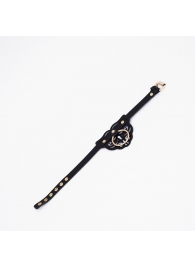 Черный чокер с клепками и золотистой фурнитурой - Crazy Handmade - купить с доставкой в Северске