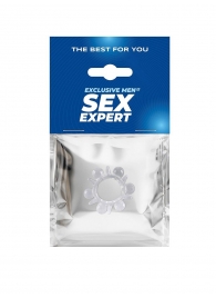 Прозрачное эрекционное кольцо с шариками и шипами - Sex Expert - в Северске купить с доставкой