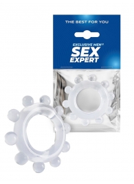 Прозрачное эрекционное кольцо со стимулирующими шариками - Sex Expert - в Северске купить с доставкой