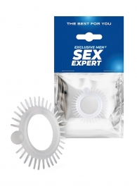 Эластичное эрекционное кольцо с шипиками и шариком - Sex Expert - в Северске купить с доставкой