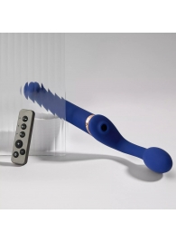 Синий безремневой страпон Multi Orgasm Bendable Strap-On size L с клиторальной стимуляцией - Strap-on-me - купить с доставкой в Северске