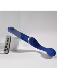 Синий безремневой страпон Multi Orgasm Bendable Strap-On size XL с клиторальной стимуляцией - Strap-on-me - купить с доставкой в Северске