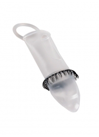 Закрытая насадка на пенис с подхватом мошонки и стимулирующими «ресничками» - Sextaz - в Северске купить с доставкой