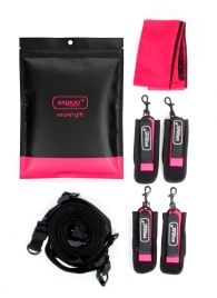 Черно-розовый эротический набор: фиксатор, оковы, наручники, повязка - Erokay - купить с доставкой в Северске