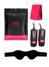 Черно-розовый эротический набор: маска, наручники и повязка - Erokay - купить с доставкой в Северске