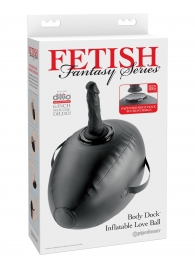 Черный надувной мяч с платформой для фиксации дилдо Body Dock Inflatable Love Ball - Pipedream - купить с доставкой в Северске
