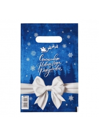 Сине-белый подарочный новогодний пакет с вырубной ручкой (20х30 см) - Сима-Ленд - купить с доставкой в Северске