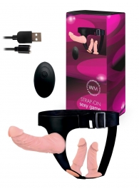 Женский страпон с 3 насадками и вибрацией - Erowoman-Eroman - купить с доставкой в Северске