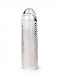 Прозрачная закрытая насадка на пенис с ребрышками - 16 см. - Sex Expert - в Северске купить с доставкой