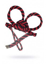 Черно-красные наручники-оковы ’’Узел-омега’’ из хлопковой веревки - Pecado - купить с доставкой в Северске