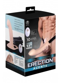 Телесный полый страпон с вибрацией Erection Agents - 24,1 см. - NMC - купить с доставкой в Северске