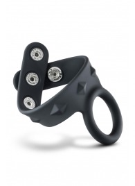 Черное эрекционное кольцо с подхватом мошонки на кнопках VS6 - Blush Novelties - в Северске купить с доставкой