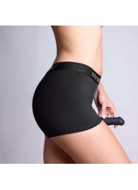 Черные трусики-боксеры для фиксации насадок Strap-on-me Harness Lingerie Allure - size L - Strap-on-me - купить с доставкой в Северске