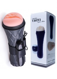 Телесный мастурбатор-вагина в черной колбе с вибрацией - Boys of Toys - в Северске купить с доставкой