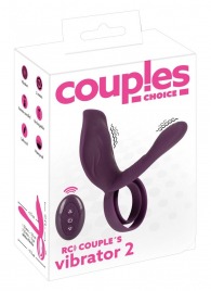 Фиолетовая насадка на член с клиторальным отростком и пультом ДУ RC Couple’s Vibrator 2 - Orion - в Северске купить с доставкой