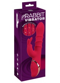 Красный вибратор-кролик с 3 подвижными кольцами Rabbit Vibrator with 3 Moving Rings - 23,7 см. - Orion