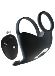 Черная вибронасадка для эрекции и стимуляции мошонки Cock ring with RC ball massager - Orion - в Северске купить с доставкой