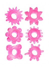 Набор из 6 розовых эрекционных колец с различным рельефом - Erowoman-Eroman - в Северске купить с доставкой