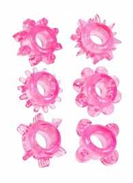 Набор из 6 розовых эрекционных колец с различным рельефом - Erowoman-Eroman - в Северске купить с доставкой