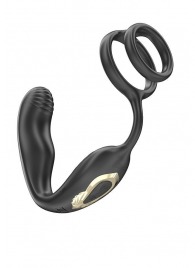 Черная анальная пробка с вращением и эрекционными кольцами - Ibiza - в Северске купить с доставкой