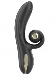Черный вибратор-кролик с режимами вибрации и вращения - 18,4 см. - Ibiza